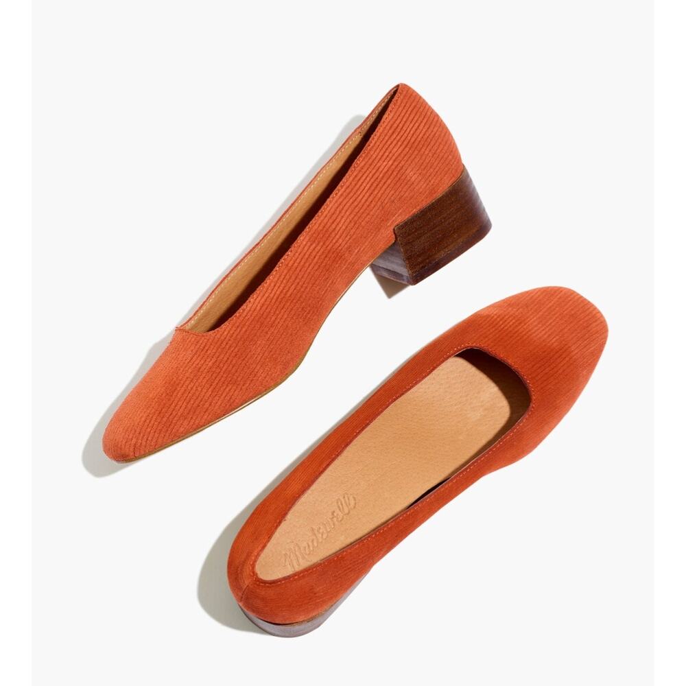 NWOT MADEWELL The Sofie Pump Corduroy Suede Rust 5.5
